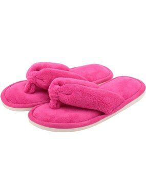 Women's Fushcia Indoor Memory Foam Soft Faux Fur Nonslip Open Toe Slipper Shoes